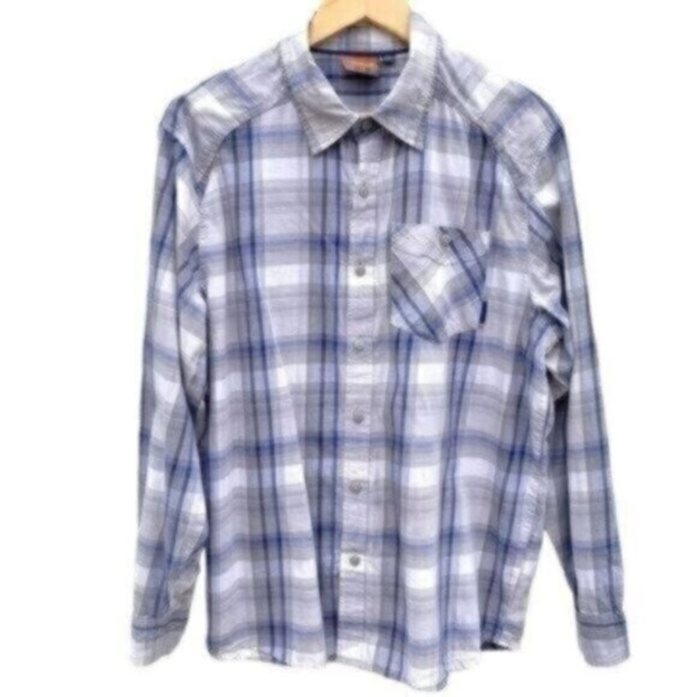Merrell Men’s Blue Plaid Button Down Shirt